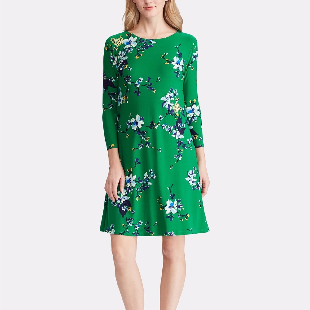 Ralph Lauren Floral Print Dress Green Dress
